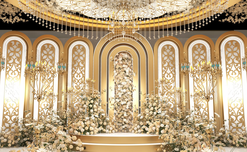 沾益香槟色调婚礼堂效果展示